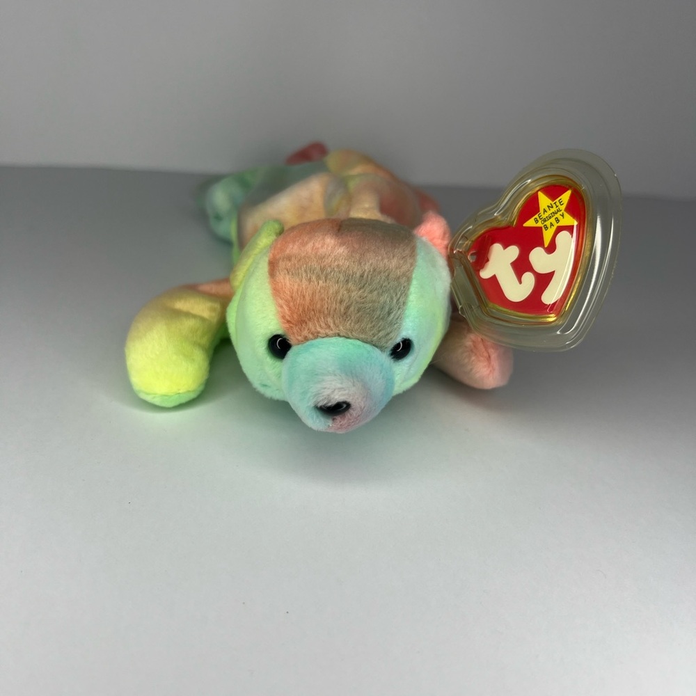 Ty Green and Blue Stuffed Turtle with Soft Plush Texture
